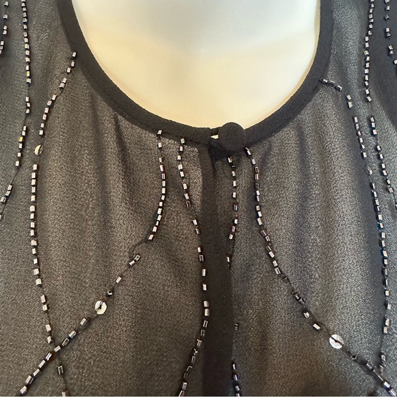 Adrianna Papell Evening Essentials Vintage Black Sheer Beaded Sequin Jacket Top - Picture 4 of 10